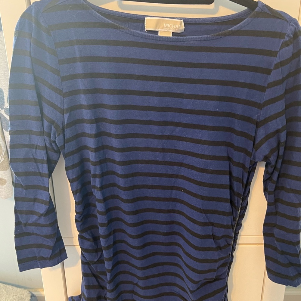 Michael Kors Navy and Black Striped Shirt